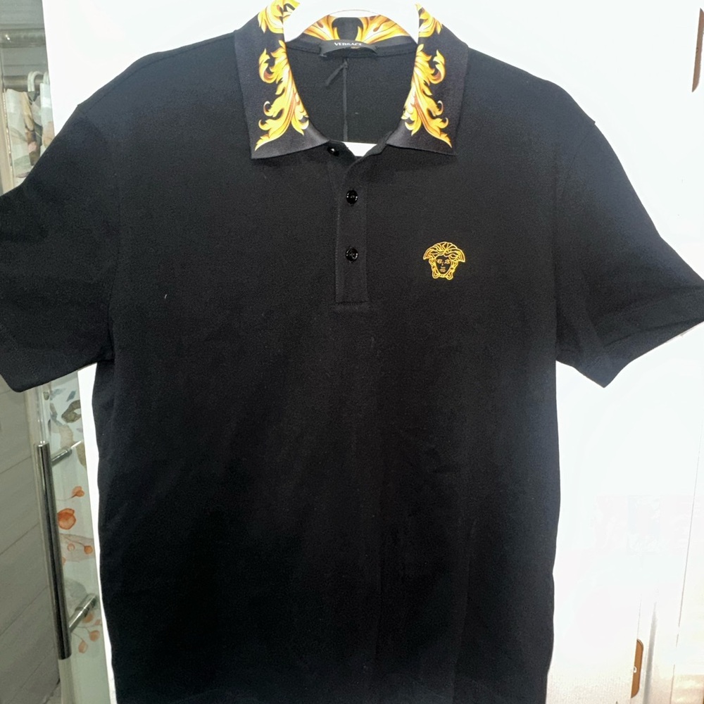 Versace Black Polo with Gold Details